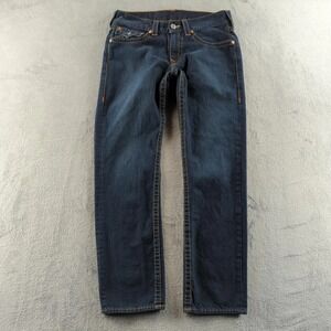 True Religion Ricky Jeans Mens 33x31 Blue Flap Pockets Contrast Stitch Denim Y2K